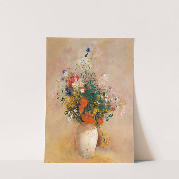 Vase of Flowers (Pink Background) by Odilon Redon