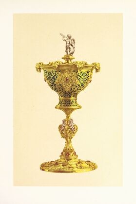 Vase or Hanap with Cover, in Silver Gilt, Enamelled and Set with Jewels