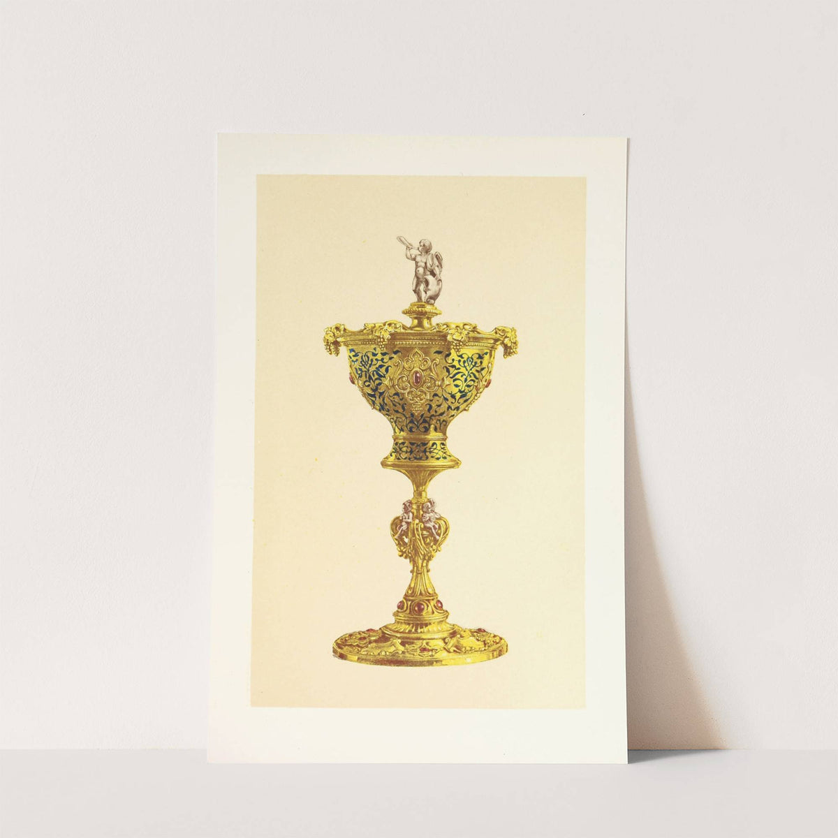 Vase or Hanap with Cover, in Silver Gilt, Enamelled and Set with Jewels by John Charles Robinson