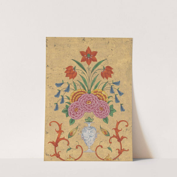 Vase with flower arrangement and scrollwork (c. 1750–1800)