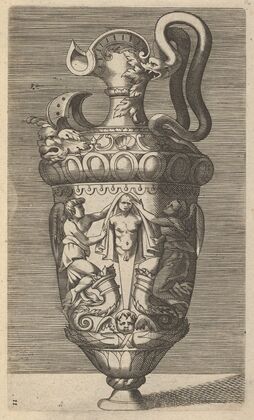 Vase with Two Winged Figures Draping a Term (17th century)