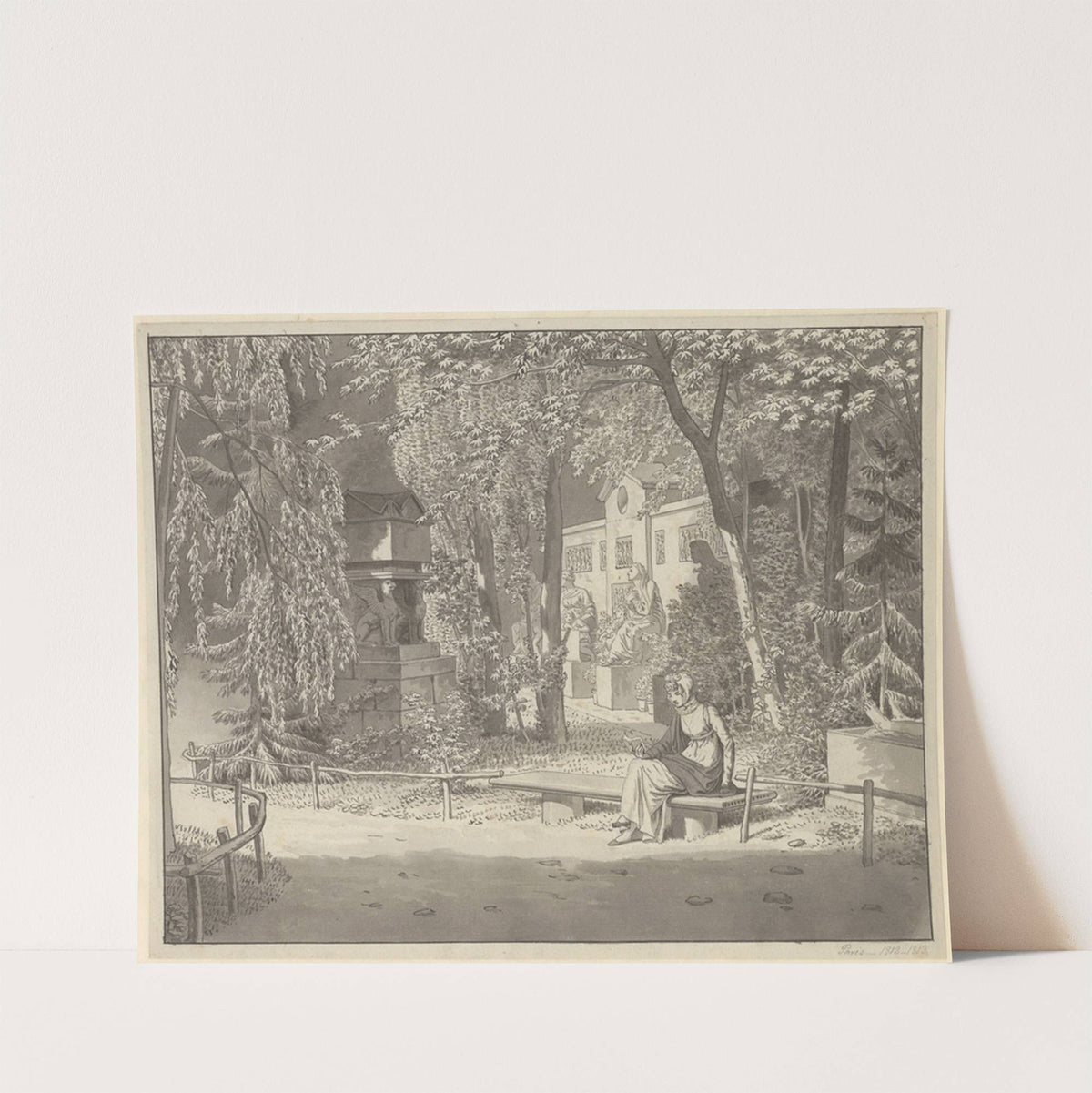 Ved Descartes og Condes gravmæler i Jardin Elysée des Petits Augustins, Paris (1811) by Christoffer Wilhelm Eckersberg