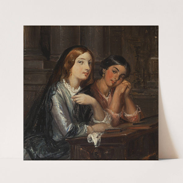 Venetian women in a church (outline for a painting with the same title, 1854) (ca. 1853) by Wilhelm Marstrand