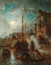 Venice, A Canal in the Moonlight, with Santa Maria della Salute in the Background