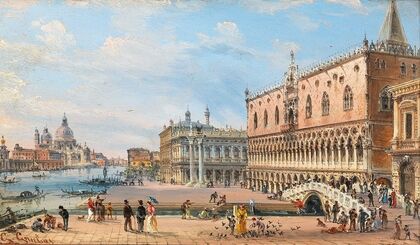 Venice, a view of Palazzo Ducale, and Santa Maria della Salute