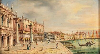 Venice, a view of Riva degli Schiavoni with Palazzo Ducale