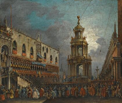 Venice, A View Of The Piazzetta At Carnival