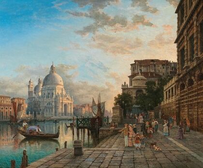 Venice, Café Giardina with Santa Maria della Salute