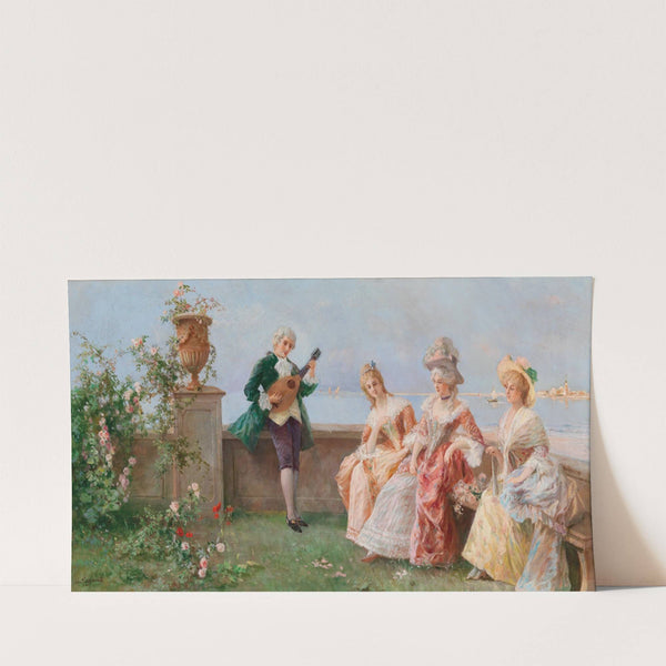 Venice, Elegant Company, San Giorgio Maggiore in the background by Licinio Barzanti