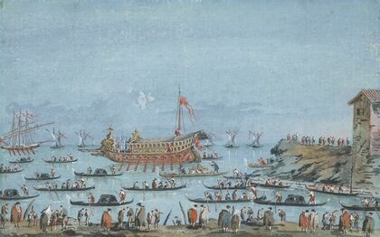 Venice; The Bucintoro on the lagoon