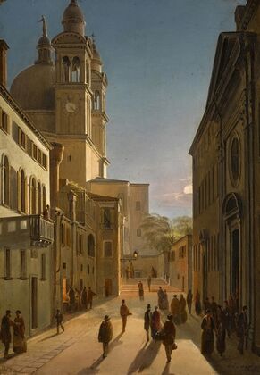 Venice, the Rio Terrà Catecumeni, with Santa Maria della Salute in the Distance