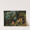 Venus and Adonis resting in an extensive landscape, with Cupid and hunting dogs and their quarries by Cornelis Cornelisz Van Haarlem