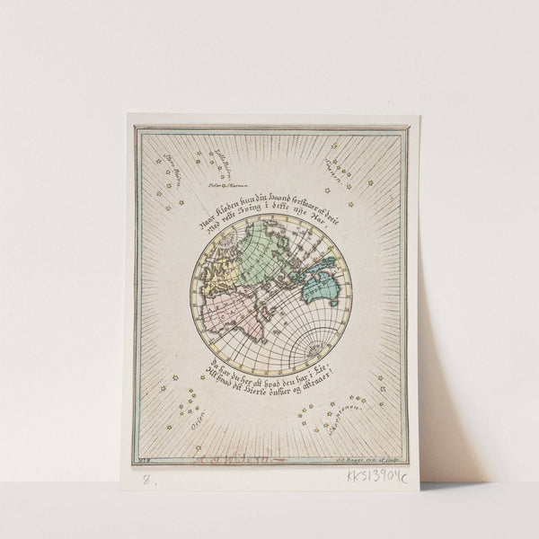 Verdenskort med digte by Oluf Olufsen Bagge