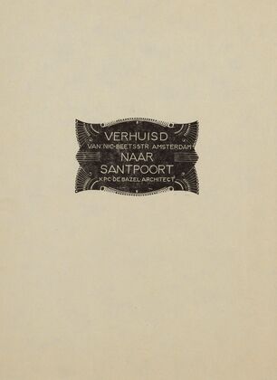 Verhuiskaart van K.P.C. de Bazel; van de Nic. Beetsstraat naar Santpoort (1925)