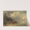 Verschiffung der Heuernte am Chiemsee mit aufziehendem Gewitter by Joseph Wopfner