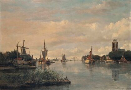 Vessels on the Oude Maas before the Grote kerk, Dordrecht