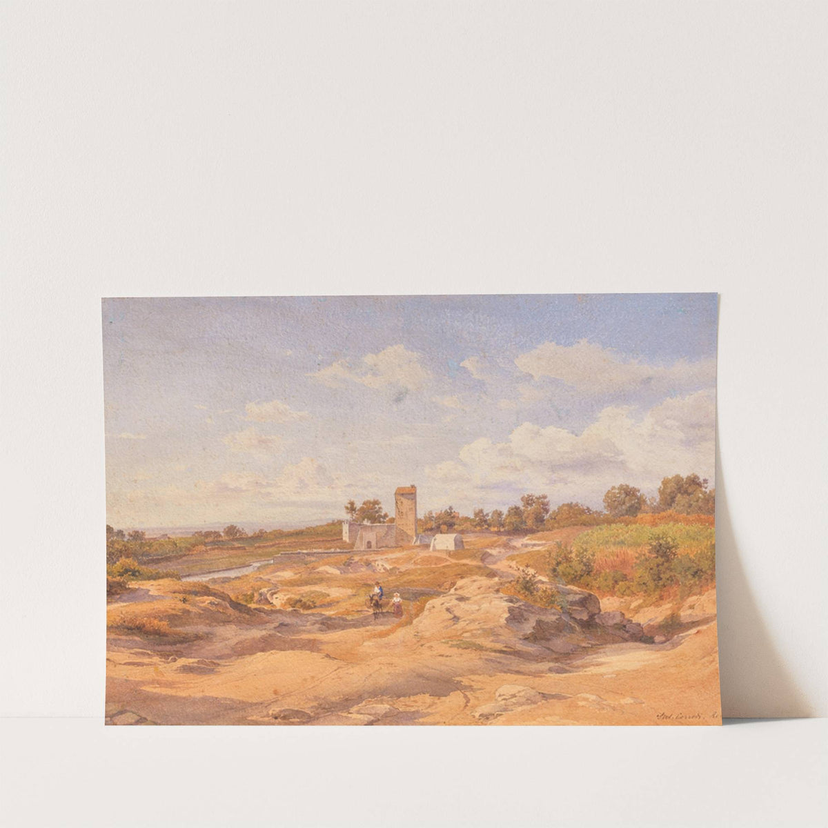 Vicovaro near Rome, a view of Castello Sacco Muro by Salomon Corrodi