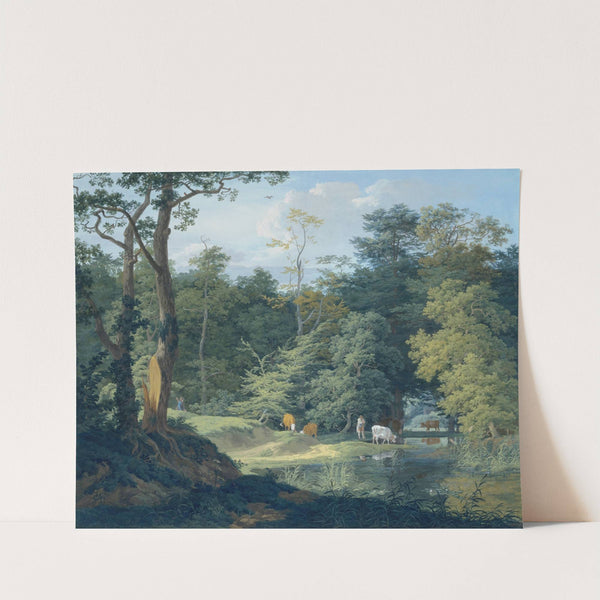 Viehtränke im Wald, links ein Jäger (1805) by Anton Radl