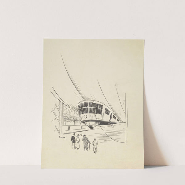 Vier mannen bekijken een luchtschip (1934) by F. Ockerse