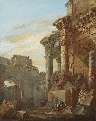 View from ancient Rome with figures.