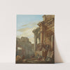 View from ancient Rome with figures. by Charles Louis Clérisseau
