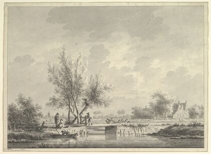 View of a Bridge in the Dutch Countryside with Figures