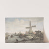 View of a Canal with Three Windmills by Jan Hulswit