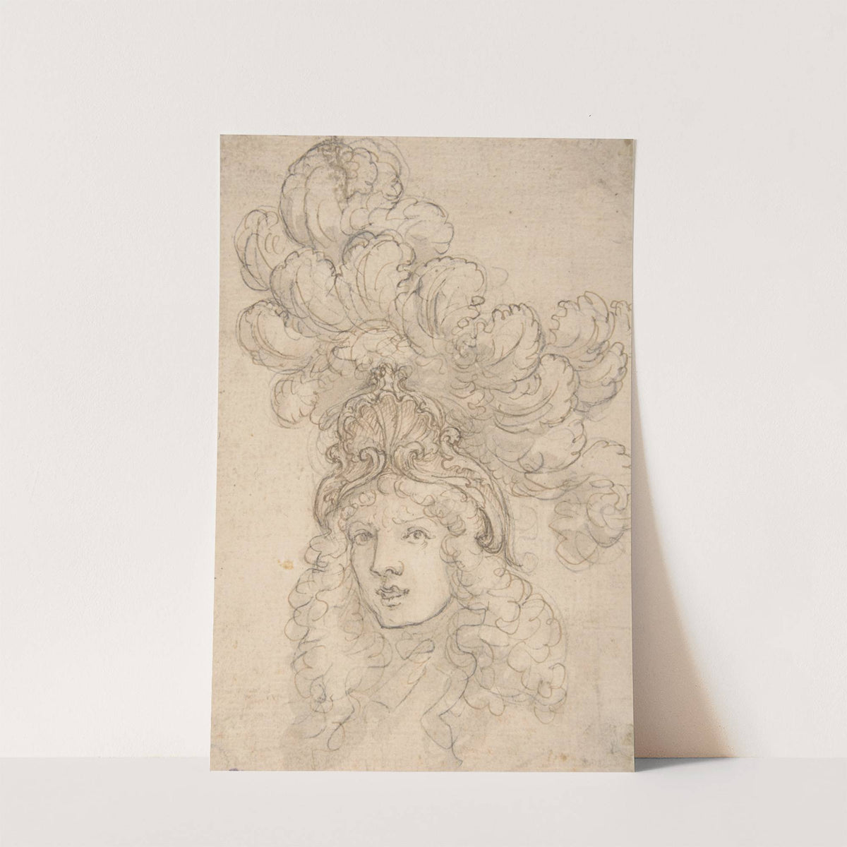 View of a Design for a Headpiece Decorated with a Shell and Large Plume by Giovanni Battista Foggini