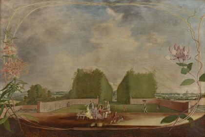 View of a Gloucestershire Country House: A Garden View, with Picnic Party in Center Foreground