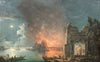 View Of A Harbor At Dawn, With Fishermen Along The Port In The Foreground