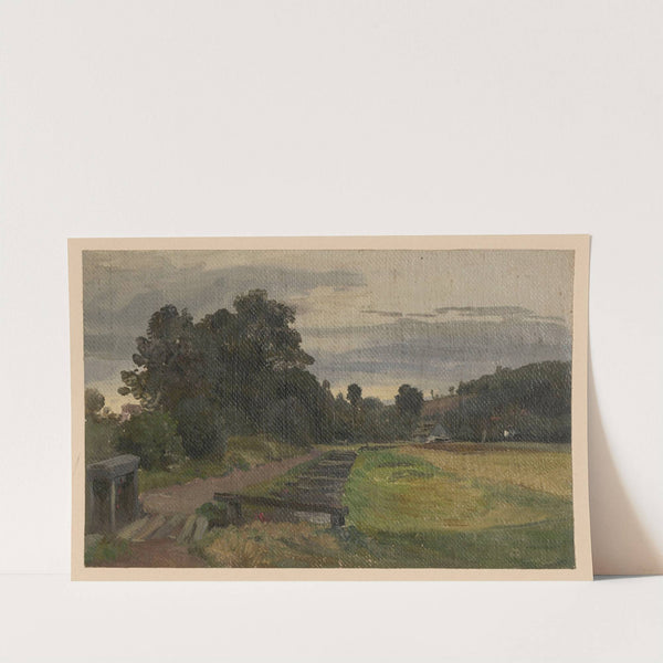 View of a house and wooden bridge in Pełcznica (1850-1881) by Adolf Dressler