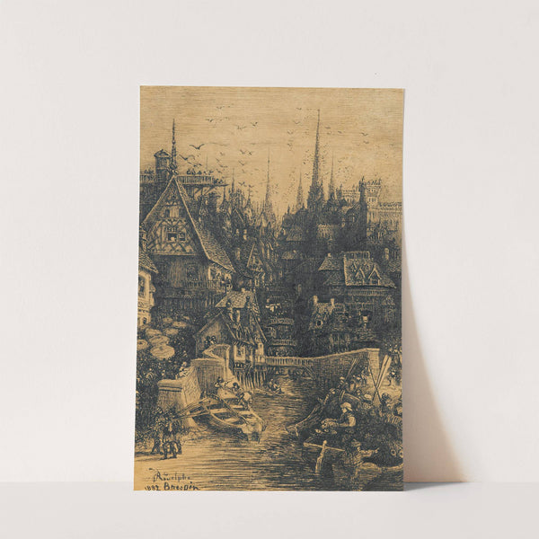 View of a medieval city by Rodolphe Bresdin