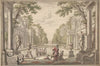 View of a Palace Garden with a Central Pond Surrounded by Classical Architecture