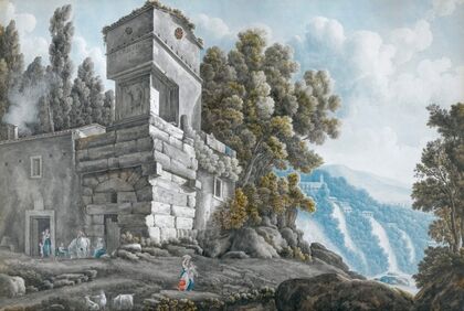 View Of A Villa Beside The Cascades At Tivoli, With Figures Below