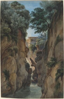 View of a Waterfall through a Ravine