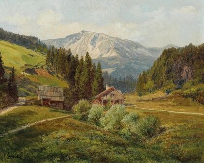View of an Alpine Pasture, the Schneeberg in the background