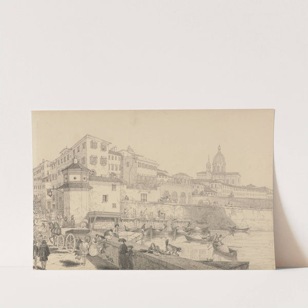 View of Casino Pecori on the Lung Arno, Residence of Sir Charles D&#039;Oyly at Florence by Sir Charles D&#039;Oyly
