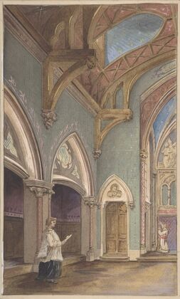View of Interior with Figures, Saint Clotilde