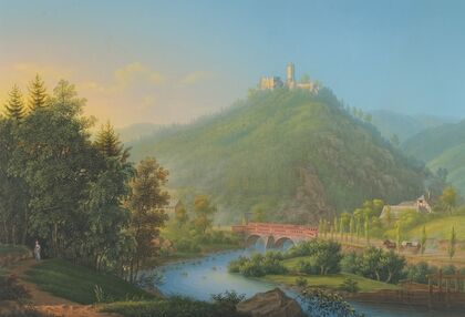 View of Kynsburg over the Weistritz River Valley in Silesia