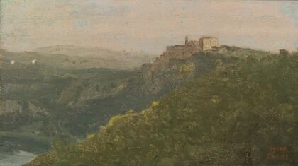 View of Lake Nemi with Genzano in the Distance