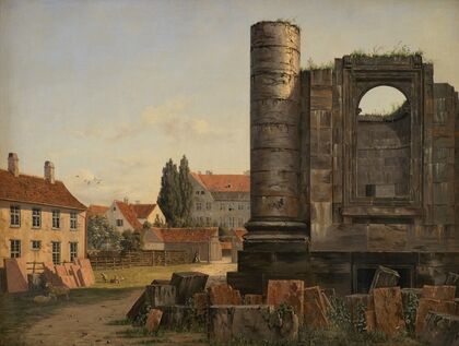 View of Marmorpladsen withe Ruins of the Uncompleted Frederik’s Church in Copenhagen