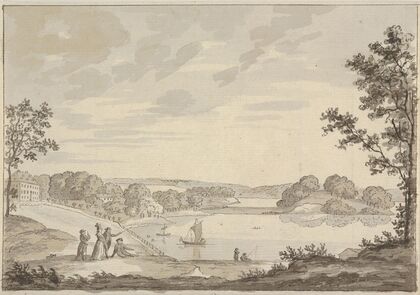 View of Naesse castle with Lake Furesø from the West