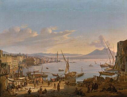 View Of Naples With The Lighthouse, Vesuvius Beyond