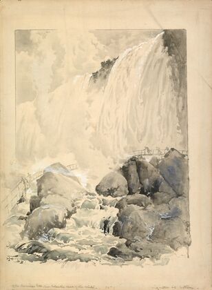 View of the American Falls, from below the Cave of the Winds 