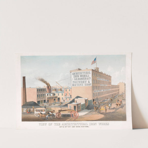 View of the architectural iron works 13th &#038; 14th East River, New York by Sarony, Major &amp; Knapp Lith.