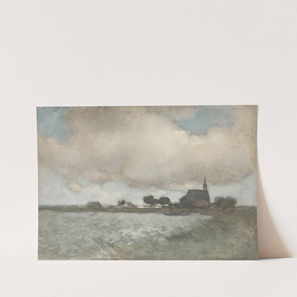 View of the Church at Noordse Dorp near Noorden (c. 1880 - c. 1885) by Johan Hendrik Weissenbruch