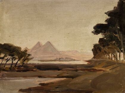 View of the pyramids. From the journey to Egypt