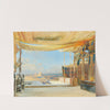 View of the Sphinx and the pyramids in Giza by Konrad Petrides