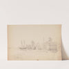 View of the stores at the mouth of the Mill River with the English sloop at anchor taken from the ground Walter Perrys (1809-1844) by John Rubens Smith