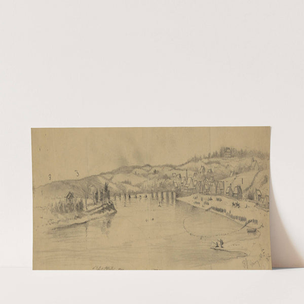 View of the town of Falmouth, Va., looking up stream (1862) by Edwin Forbes